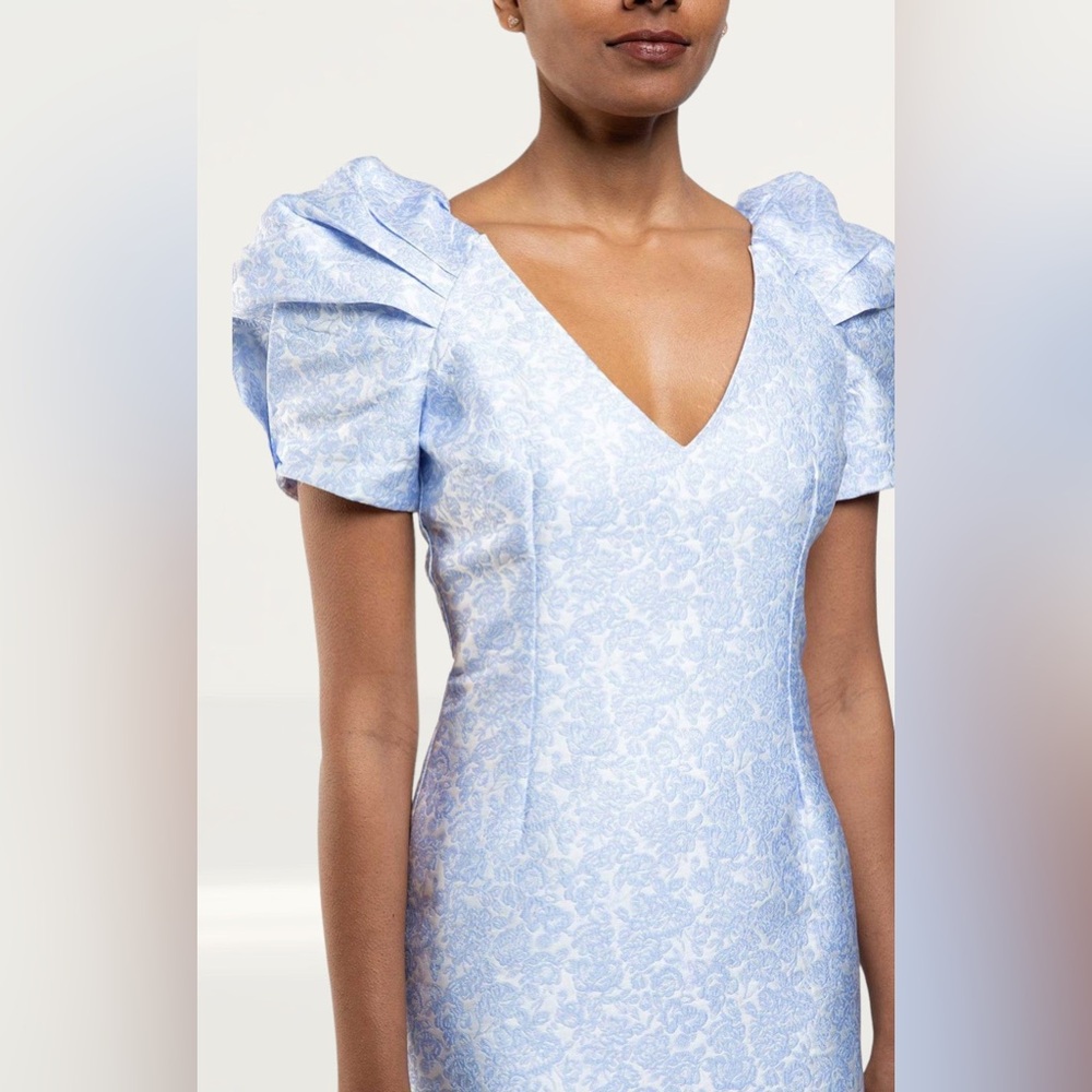 Bardot Light Blue Puff Sleeve Mini Dress - Picture 4 of 7